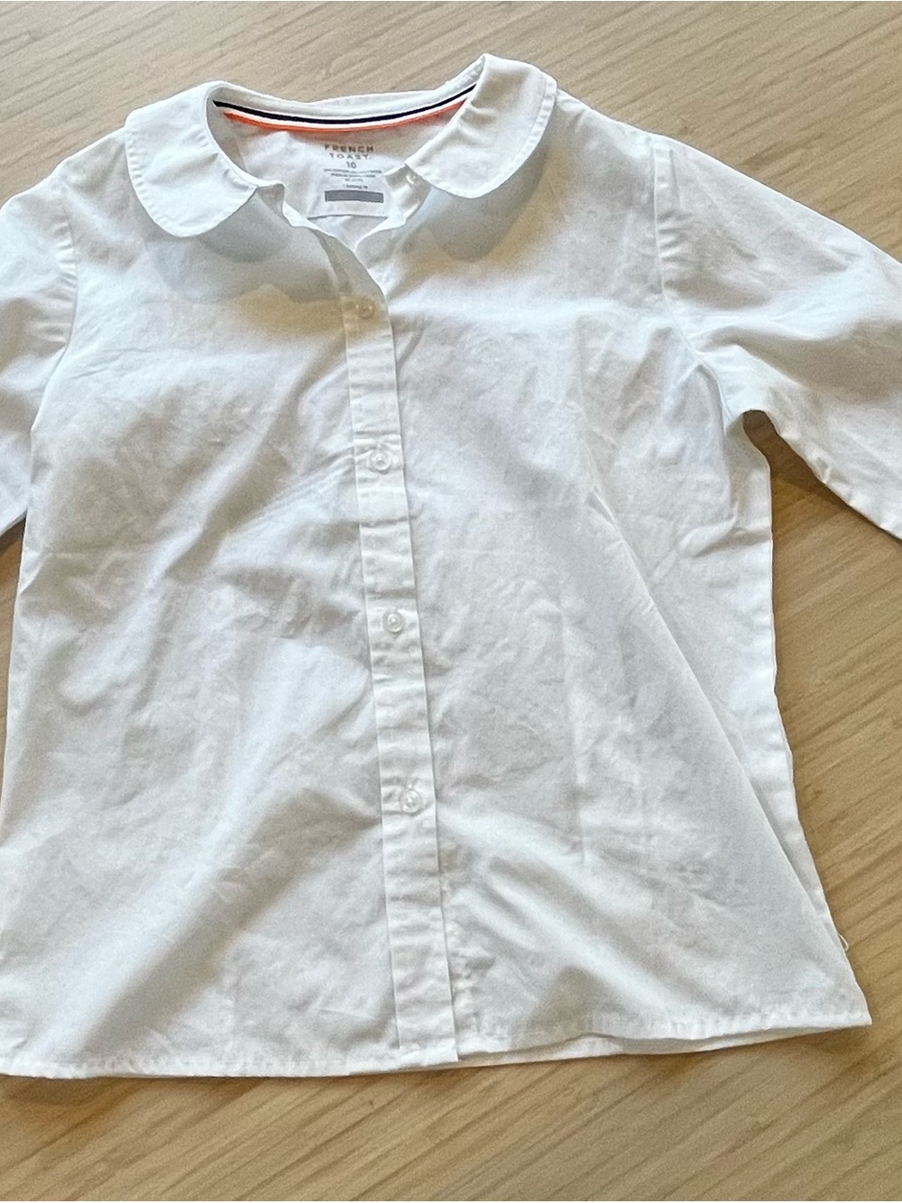 French Toast White Peter Collar Button-Front Kids Shirt
